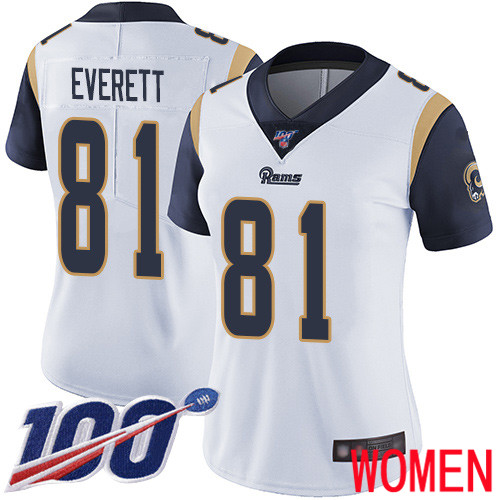 Los Angeles Rams Limited White Women Gerald Everett Road Jersey NFL Football #81 100th Season Vapor Untouchable->los angeles rams->NFL Jersey